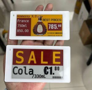 Etiquetas Electrónicas de Precio Digitales de 2.66 Pulgadas, Etiquetas de Estante Electrónicas en Negro/Blanco/Rojo/Amarillo, 4 Colores ESL para Frutas y Verduras de Supermercado - Product Image 1