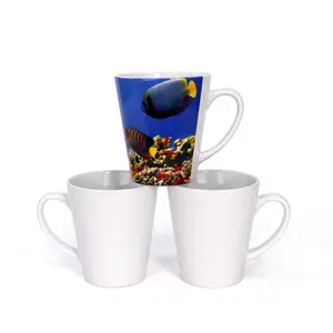 12oz Mug kerucut Mug keramik berbentuk V Mug keramik sederhana Mug anak-anak grosir cangkir kopi