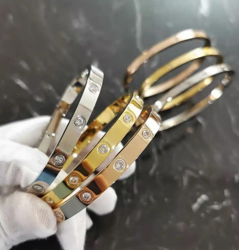 Love couple Bracelet 18k Gold Plated Bangle Luxury Jewelry Brand Designer Inspired Jewellery Stainless Steel Nail Bracelets