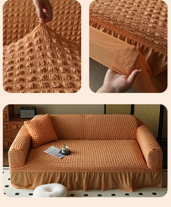 Housse de canapé moderne antidérapante en tissu gaufré vert sauge à volants, extensible et lavable, pour canapé 1/2/3 places - Product Image 6