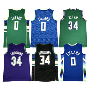 <span class=keywords><strong>Maillot</strong></span> de basket-ball Giannis Antetokounmpo 2026, style rétro <span class=keywords><strong>Damian</strong></span> <span class=keywords><strong>Lillard</strong></span>, cousu, pour hommes, tailles S-2XL - Product Image 1