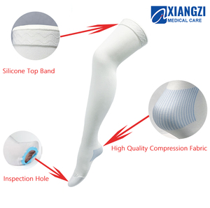 Bianco Anti-trombosi medicale calze di Nylon solido coscia alta prezzo all'ingrosso 13-18mmHg - Product Image 3
