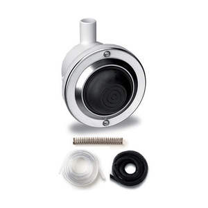 Pédale pneumatique à bouton-poussoir pour montage encastré au sol, blanche, diamètre 100 mm, avec ressort et flexibles inclus - Product Image 1