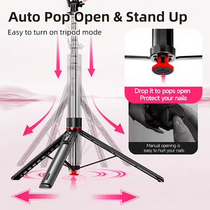 Dodoup TT02 360 độ xoay ổn định Tripod không dây <span class=keywords><strong>Bluetooth</strong></span> 1.75m Selfie Stick Auto Pop mở tripod điện thoại đứng <span class=keywords><strong>Monopod</strong></span> - Product Image 3