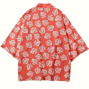 Kimono <span class=keywords><strong>Haori</strong></span> rosa con estampado de hojas para mujer, disfraz de Cosplay de animales, disfraz tradicional japonés <span class=keywords><strong>verde</strong></span> para hombre, ropa de calle Yukata - Product Image 6