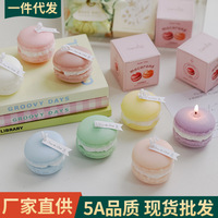 Bougie en cire de soja faite à la main en forme de macaron, parfum Poire anglaise et Freesia, durée de combustion de 4 à 12 heures, déodorant, décoration d'intérieur, cadeau