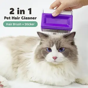 Pet Care Product Depilante Para Mascotas Knotting Grooming Lint Self-cleaning Sticker Brush 2 In 1 Pet Hair Removal Comb