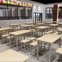 Mobilier scolaire, table rectangulaire en acier et bois avec tabourets suspendus, économique, convient à plusieurs personnes