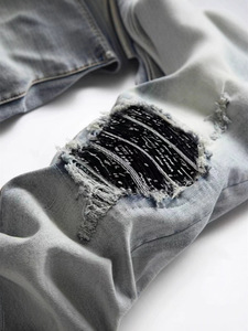 Pantalones Vaqueros Ajustados de Mezclilla para Hombre, Estilo Y2K 2025, Deslavados, Rotos, con Parches Bordados, Estilo Hip-Hop, Directo de Fábrica - Product Image 5