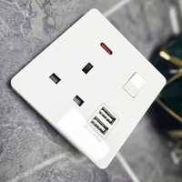 Prise 13A commutée standard britannique avec 2 ports USB, panneau pc givré gris éclairage électrique interrupteurs muraux prises