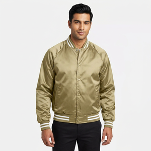 Veste de baseball en satin personnalisée pour hommes, taille plus, avec broderies, logos, patchs et étiquettes, veste universitaire pour hommes - Product Image 1
