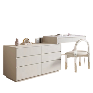 İskandinav lüks yatak odası modüler soyunma tablo ev mobilya Modern masif ahşap çekmece Vanity masa seti ile LED ışık ayna - Product Image 2