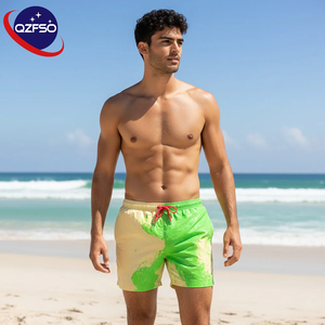 Shorts de bain thermochromiques QZFSO personnalisés avec logo, tissu sensible à la température, changement de couleur, pour la plage - Product Image 1