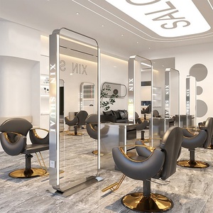 Espejo de Peluquería Redondo con Luces LED de Doble Cara, Estación de Belleza para Estilistas y Barberos con Mesa - Product Image 5