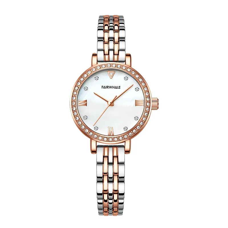 Relojes modernos de oro para mujer, pulsera redonda de cristal, de cuarzo, de lujo, con diamantes, 3ATM, resistente al agua