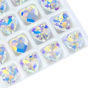 12 pièces/sac, perles en cristal en forme de cœur de 14 mm, effet <span class=keywords><strong>aurore</strong></span> boréale, trou unique, fournitures pour la fabrication de bijoux DIY - Product Image 6