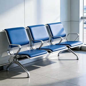 Silla de espera de tres plazas Hengzda para aeropuerto, asiento en fila de acero inoxidable con pasamanos para transporte público y uso hospitalario. - Product Image 4