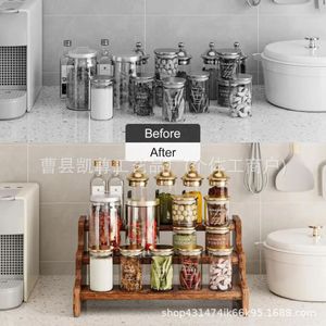 Wooden multi-purpose desktop storage <b>rack</b> for living room, <b>kitchen</b>, and spice <b>rack</b>. - Product Image 3