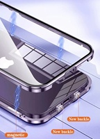 Casing ponsel kaca pelindung kamera HD Anti mata-mata, casing ponsel kaca HD pelindung kamera magnetik Bumper logam untuk iphone 16 Pro Max 16 Pro 15 cangkang ganda 360