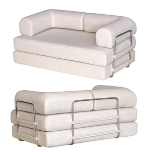 Sofá Cama Modular Clásico de 2 Plazas, Diseño Cuadrado Inflable, Estructura Metálica Resistente, Tapicería de Pana de PU, Multifuncional - Product Image 3