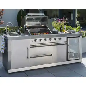 Tùy Chỉnh Ngoài Trời Gas Nướng BBQ Than Nướng Đồ Nội Thất Ngoài Trời Tủ Modular Ngoài Trời Nhà Bếp