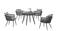 Ensembles de meubles de jardin d'extérieur en rotin tressé résistant à l'eau, ensembles de salle à manger d'extérieur, table et chaises de patio