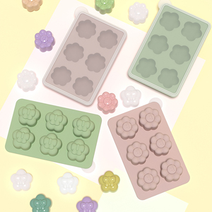 Moule à glace créatif en silicone réutilisable et portable, motif fleur, 6 compartiments, pour la fabrication de glaces toute l'année - Product Image 1