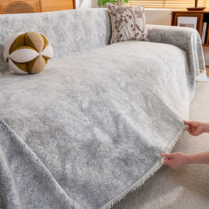 Chenille Sofa Cover Pad Type 145-185CM Solid Color Machine Washable Nordic Style For Living Room - Product Image 3