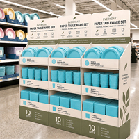 XIELI Fabriqué en Indonésie, vente en gros, certifié FSC, ensemble de vaisselle jetable en papier (assiettes, gobelets, serviettes) pour fêtes, utilisable au micro-ondes