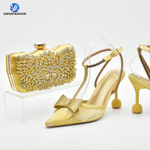 Chaussures et sacs à talons hauts de mariée nigérians 10 <span class=keywords><strong>cm</strong></span> sac en cristal intalien de fête de mariage avec chaussures assorties - Product Image 5