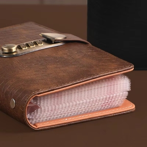 XIER A6 Organiseur de budget transparent à couverture rigide, portefeuille extensible, 50 feuilles de pages PP, album en similicuir avec fermeture à cadenas, dossier UV - Product Image 2