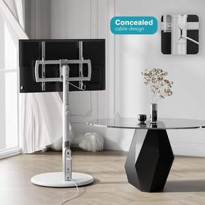 Soporte Móvil para <span class=keywords><strong>TV</strong></span> con Ruedas y Enchufe, para Monitores <span class=keywords><strong>OLED</strong></span>/LED de 27-65 Pulgadas, Ajuste de Altura de 6 Niveles, Iluminación Ambiental - Product Image 6