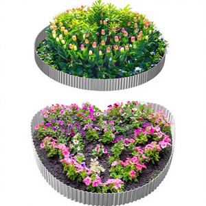 Bordure de jardin en acier corten ondulé naturel rectangulaire de 10''x10' pour pelouse, parterre de fleurs, cour - Product Image 1