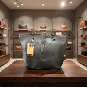 Sac à main en cuir gris pour femmes BS INTERNATIONAL, élégant, luxueux, imperméable, léger, grande capacité, fermeture éclair - Product Image 1