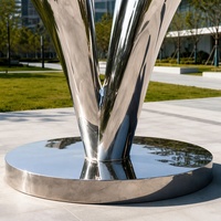 Sculpture abstraite moderne grande flamme en acier poli miroir 304/316, sculpture métallique personnalisée, décoration artistique pour extérieur, jardin, place publique