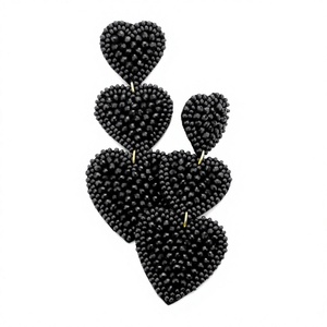 Pendientes de Cuentas Multicolor con Forma de Corazones Hechos a Mano, Cuentas Rosas de Moda de Primera Calidad, Tema de Amor para Bodas y Fiestas, para Mujer - Product Image 6