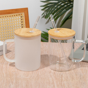 Vente en gros de tasses en verre de 15 oz avec poignée pour café, thé, chocolat chaud, fournitures pour les cafés - Product Image 6