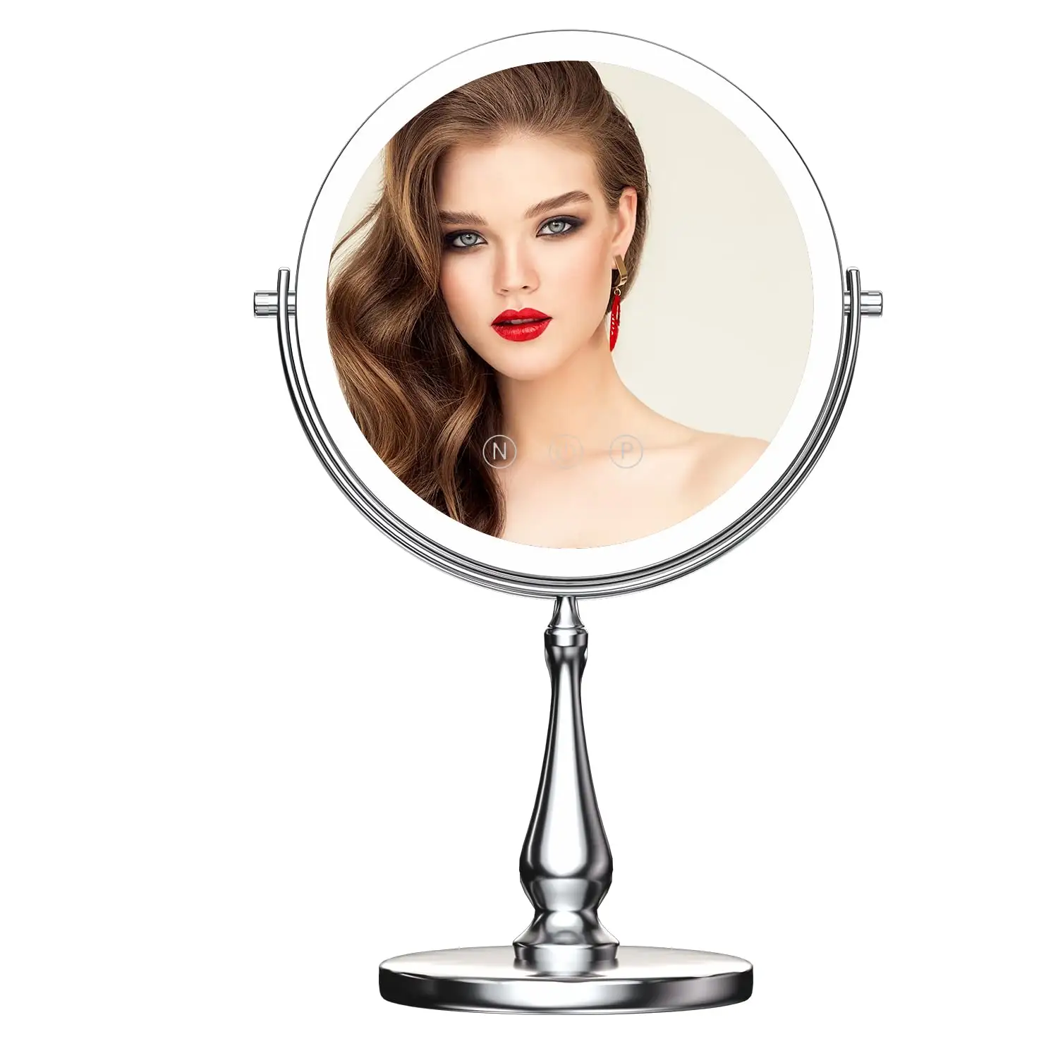 9 Large Lighted 1X10X Magnifying Vanity Mirror with 3 Colors Dimmable Lightning 60 LED Lights 360 Degree Makeup Mirror