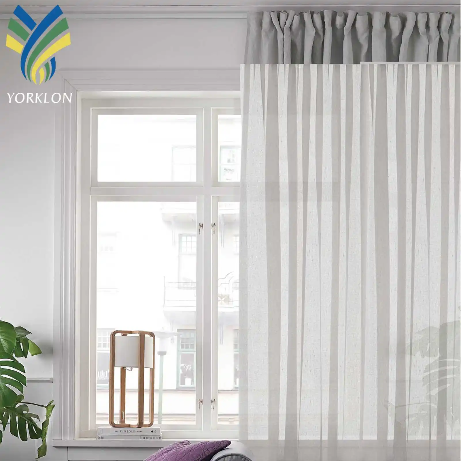 YFA-FT01 de tela transparente para dormitorio, sala de estar, boda, telón de fondo, conjunto de Cortinas Modernas