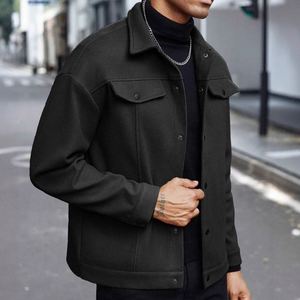 Manteau tricoté décontracté pour homme, coupe ajustée, col rabattu, manches longues, boutons, style business, collection automne 2026 - Product Image 4