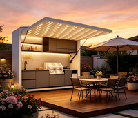 Ensemble de meubles de cuisine modulaires d'extérieur personnalisés, imperméables et ignifuges, avec four à pizza et évier pour la cuisson en extérieur