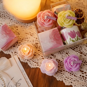 DKB เทียนหอมเทียนดอกไม้สีม่วงที่สร้างสรรค์ชุดของขวัญเทียนไขถั่วเหลืองหอมกลิ่นกุหลาบ - Product Image 2