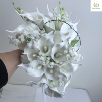 Sac de mariée de luxe en forme de nœud papillon avec fleurs de lys et perles cascade, vente en gros, décoration au toucher réaliste