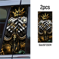 Autocollant de décoration pour montant central de voiture en PVC, motif Couronne dorée, Mains en prière, Dollar et Graffiti