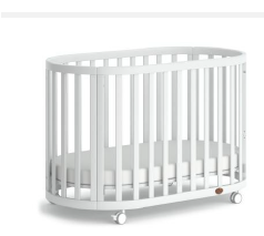 Juego de Muebles para Guardería Aprobado por NZMAN, Convertible 3 en 1, <span class=keywords><strong>Cuna</strong></span> de Madera Ovalada para Bebés Recién Nacidos con Ruedas - Product Image 6