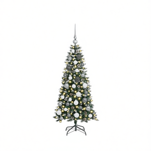 Árbol de Navidad Artificial Verde de 47.24 Pulgadas con 150 Luces LED Blanco Cálido, Decoración Festiva para el Hogar en Navidad - Product Image 1