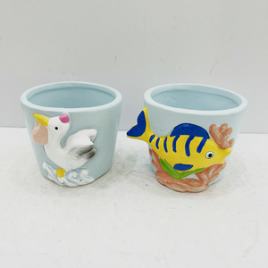 Dessin animé Animal bonsaï décoration de jardin intérieur succulent jardinière <span class=keywords><strong>Pot</strong></span> Mini Pots de fleurs en céramique animaux marins Pots de bureau Vases - Product Image 3
