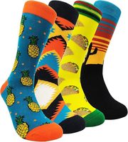 Chaussettes habillées pour hommes, taille standard, design original, avec logo sur le revers, motif amusant, en coton peigné, pour le sport, cadeaux fantaisie pour hommes
