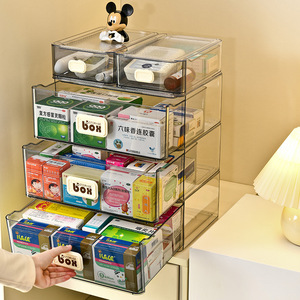 Boîte de rangement transparente pour médicaments, type tiroir, empilable, pour l'organisation des pilules domestiques, petite et grande taille - Product Image 1