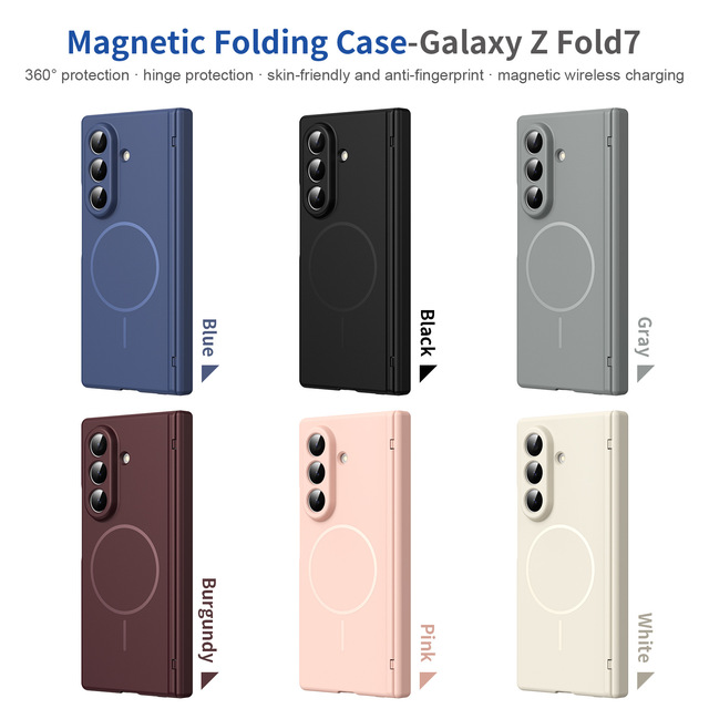 For Z Fold7/6 W26 Magnetic Wireless Charging Fold5/4/3 Hinge Plain Film All-inclusive Phone Case